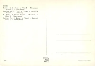 Basílica de S. Pedro in Vincoli — Monumento a Giulio II — Michelangelo — editor A.R.C.A. n° 364 — Verso