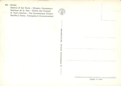 Kloster Cosmates — Bazylika Świętego Pawła — Rzym — wydawca TERNI, n° 404 — Rewers
