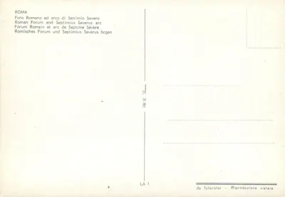 Forum Rzymskie i łuk Septymiusza Sewera — Rzym — wydawca Fotocolor, n° LA 1 — Rewers