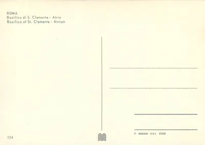 Basiliek van Sint Clementius — Atrium — P. Marzari S.R.L. Schio, n° 134 — Achterkant