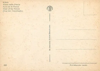 Rzym — Altare della Patria i Kolumna Pokoju — wydawca FERNI nr 233 — Rewers