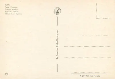 Romeinse Forum — Rome — uitgever MULTIGRAF TERNI, nr. 357 — Achterkant