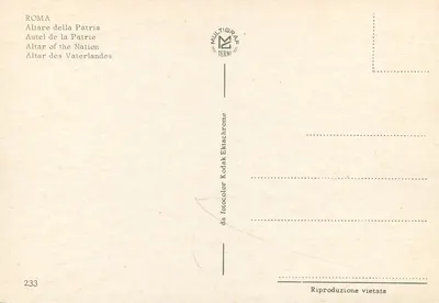 Rzym — Altare della Patria i Kolumna Pokoju — Multigrafe Terni nr 233 — Rewers