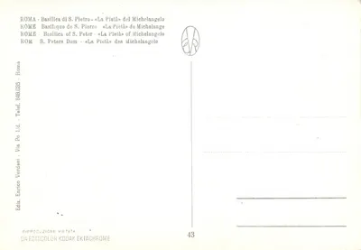 A Pietà — Michelangelo — Edição Enrico Verdesi, n°43 — Verso