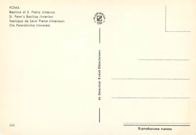 Bazylika Świętego Piotra — Wewnętrzne — Plurigraf Terni n°334 — Rewers
