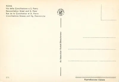 Rzym - Via della Conciliazione i Święty Piotr — Plurigraf Terni n°276 — Rewers
