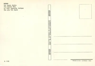 Via Appia Antica — Ancient Roman Road — Publisher GTO, No. A 1126 — Back