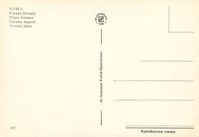 Piazza Navona — Rzym — Plurigrave Terni n°359 — Rewers
