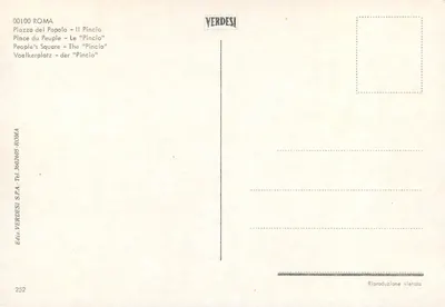 Piazza del Popolo — Le Pincio — Verdesi — Verso