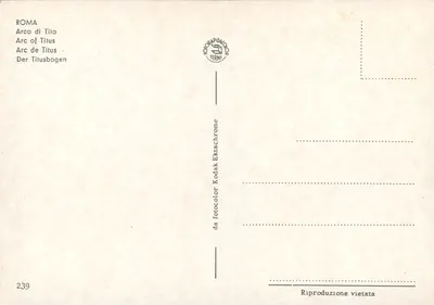 Arco di Titus — Rzym — wydawca TERNI n°239 — Rewers