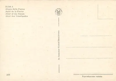 Roma - Altare della Patria — Multigrave Terni n°209 — Rewers