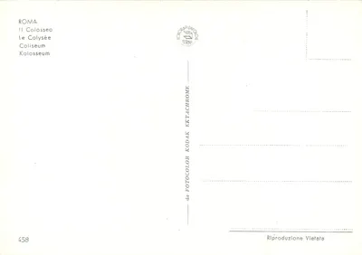 Roma — Coliseu e colunas do Fórum — editor TERNI, n° 458 — Verso