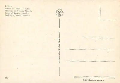 Grobowiec Cecylii Metelli — Rzym — Multigrafe Terni, n° 235 — Rewers