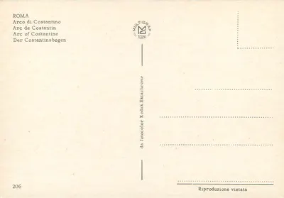 Arco di Costantino — Rome — publisher Multigrafe Terni, number 206 — Back