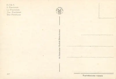 Rzym — Pantheon — wydawca Multigraph Terni, n° 207 — Rewers