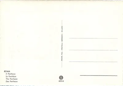Rzym - Pantheon — ilustracja wydawcy Fratelli Scroochi, nr 4853-8 — Rewers