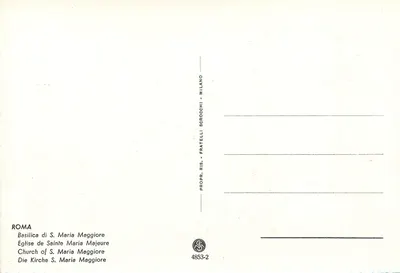 Basilica of Saint Mary Major — Rome — publisher Fratelli Scrocchi, no. 4853-2 — Back
