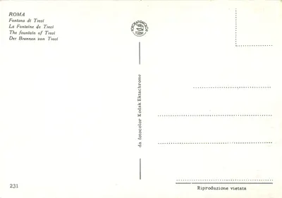 Fontanna Trevi — Rzym — wydawca TERNI, nr 231 — Rewers