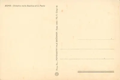 Chiostro na Basílica de S. Paulo — Roma — editor FOTOMATERIALE BRÜGNER — Verso