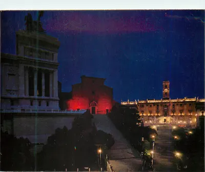Roma à noite — Escadaria da Ara Coeli e Campidoglio — Centro Giovanni XXIII