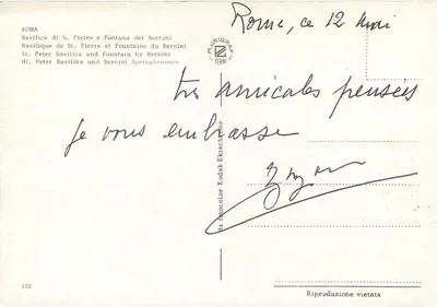 Praça de São Pedro — Fonte do Bernini — Plurigravure Terni n°122 — Verso