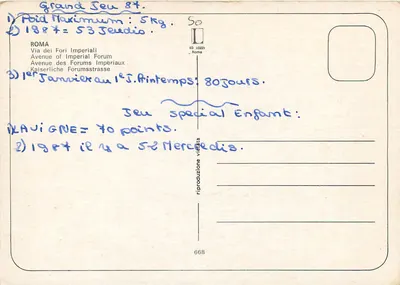 Roma — Avenida dos Fóruns Imperiais — Éd. Lozzi n°668 — Verso
