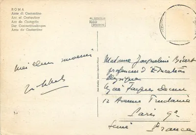 Rzym — Arcus Konstantyna — wydawca Stab. Grafico Cesare Capitolo-Milano, numer serii nie widoczny — Rewers
