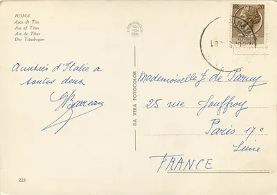 Kopiec Tytusa — Rzym — wydawca DA VERA FOTOCOLOR n°223 — Rewers