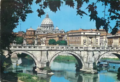 Ponte Sant'Angelo i kule z Bazyliki św. Piotra — wydawca Fotocolor Kodak, n° 393