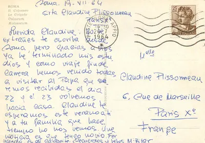 Koloseum w Rzymie — widok panoramiczny — wydawca nieznany, numer serii nie widoczny — Rewers