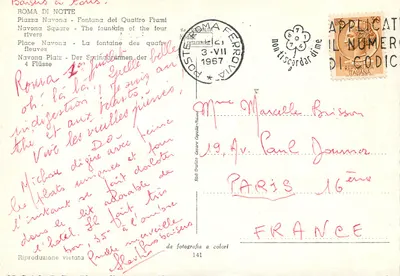 Roma de Noite - Fontana dei Quattro Fiumi — editor Stab Grafico Cesare Capello-Milano, n° 141 — Verso