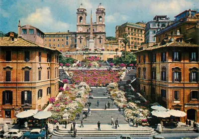 Piazza di Spagna and Trinità dei Monti — Rome — publisher Multigrav Terni, no. 258