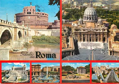 Rzym — widok z Castel Sant'Angelo i Świętego Piotra — wydawca OTO, nr 7367