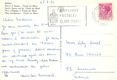 Piazza di Spagna — Trinità dei Monti — editor Buono Postale, n° 258 — Verso