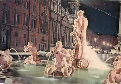 Piazza Navona — Fonte de Netuno — Éditions Arti Grafiche Bellomi, série 2/9