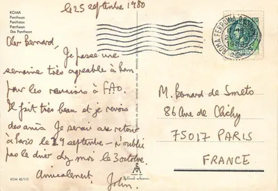 Rzym - Pantheon — widok z fontanną i samochodami — wydawca Milano Dep. nr ROM 43/113 — Rewers