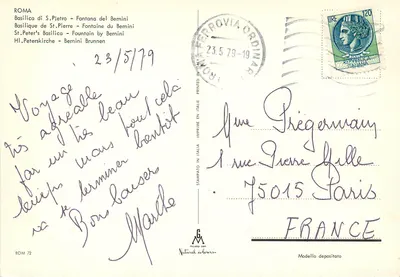 Plac św. Piotra — Fontanna Berniniego — wydawca Milano Dep, nr ROM 72 — Rewers