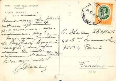 Rzym — Piazza della Rotonda (Pantheon) — Hotel Senato — wydawca Sigla Effe, nr 964/14 — Rewers