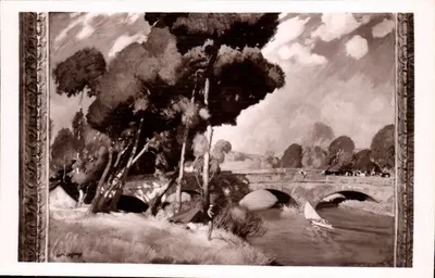 Paisagem com ponte e barco — obra de André Lagrange — Salon de Paris, n° 6510