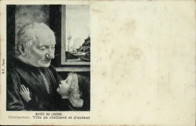 Cabeça de idoso e criança — Ghirlandajo — Museu do Louvre — B.F., Paris