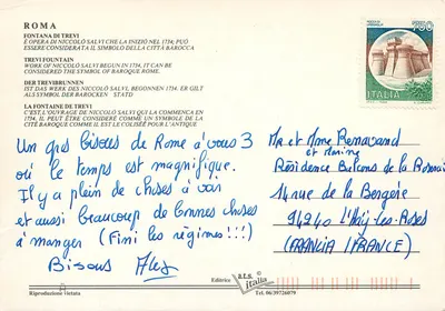 Fontanna Trevi — Rzym — wydawca a.t.s. n° 06/39726079 — Rewers