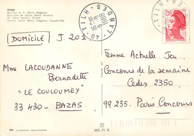 रोम - सेंट मैरी मेजर बेसिलिका — प्रकाशक डा फोटोकलर, संख्या 106 — पीछे