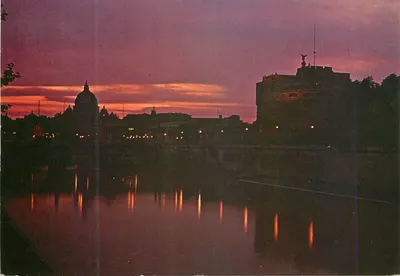 Rzym — Castel Sant'Angelo i Święta Maria Panny w zachodzie słońca — Reprodukcje RIMINI