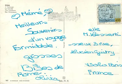 Coliseu em Roma — editor MA.PI.R. n°147 — Verso