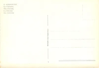 S. Gimignano — A Cisterna — Editor Stab. Grafici Cesare Capitello-Milano, n°5 — Verso