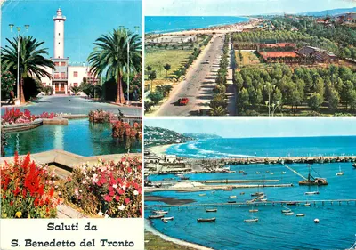 S. Benedetto del Tronto — vista do farol, praia e porto — editor P. Marzari S.R.L. Schio