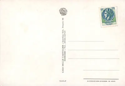 Sanremo — vista panorâmica, estátua, igreja, barco, hotel — Casa delle Cartoline, Milão — Verso