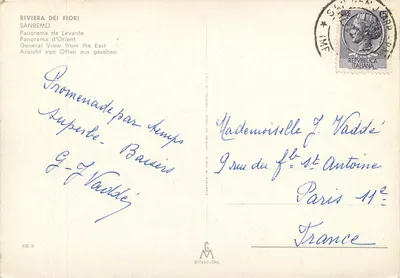 Sanremo — Panorama d'Orient — editor Milano-Dep. n° SR/8 — Reverso
