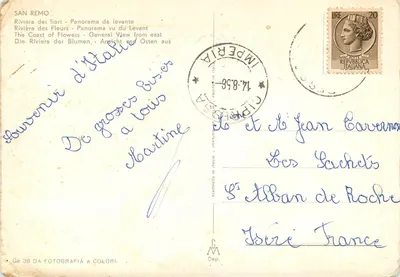 San Remo — vue panoramique depuis l'est — éditeur Ge 38 DA FOTOGRAFIA A COLORI — Verso
