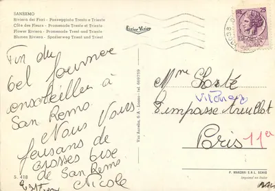 San Remo — Promenade des Fleurs — Riviera Vision S. 418 — Back